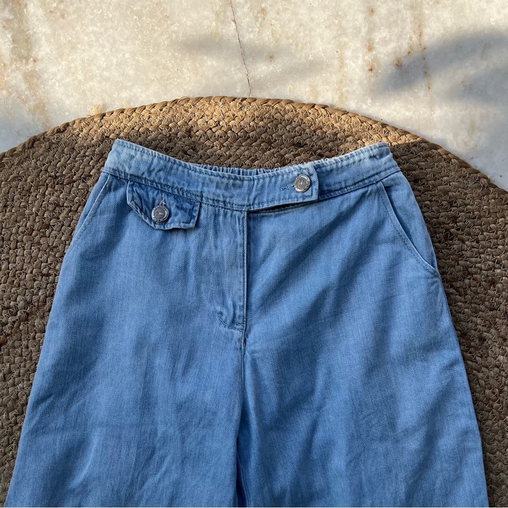 Blue Straight Pants with side slits - Picture 3 of 9
